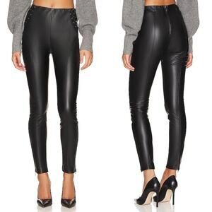 Steve Madden‎ Athena Black Faux Leather Lace Up Zip Ankle Leggings Size Small